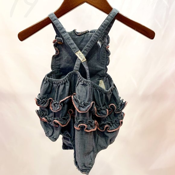 Ralph Lauren Blue Romper with Ruffles - Size 9M - Picture 2 of 4